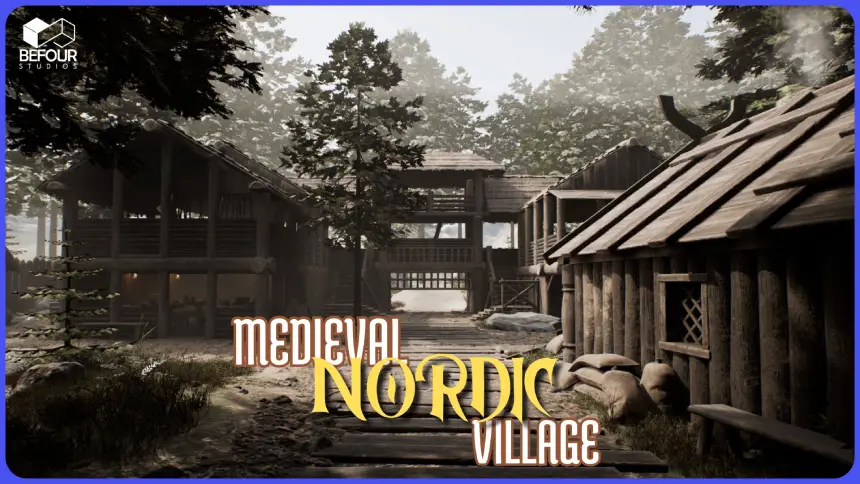 Medieval Nordic Village Environment (Medieval, Exterior, Interior, Modular, PBR)