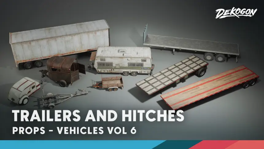 Vehicles VOL.6 - Hitches & Trailers (Low Poly)