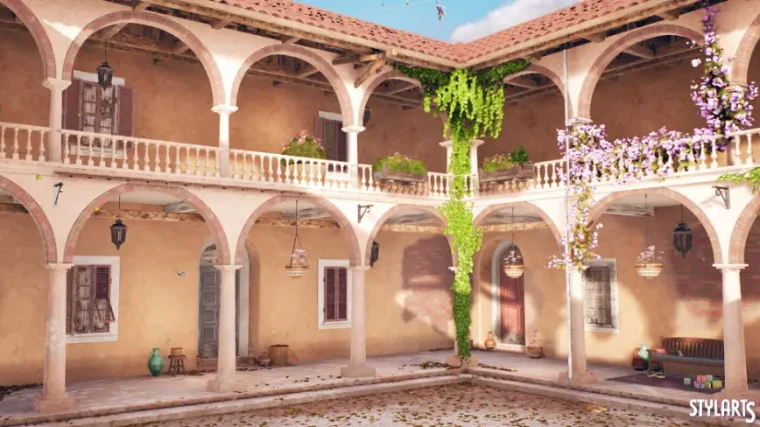 Stylized Mediterranean Courtyard ( Stylized , Courtyard , Stylised )