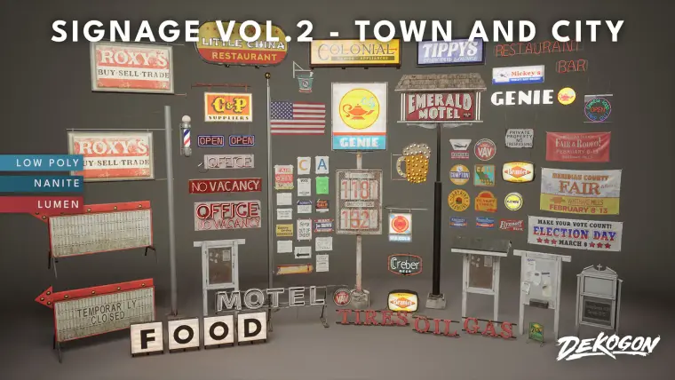 Signage VOL.2 - Town and City (Nanite and Low Poly)