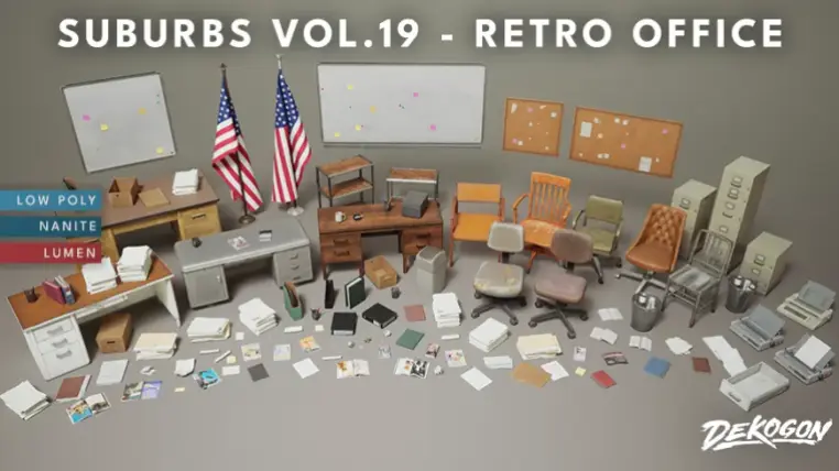 Suburbs VOL.19 - Retro Office (Nanite and Low Poly)