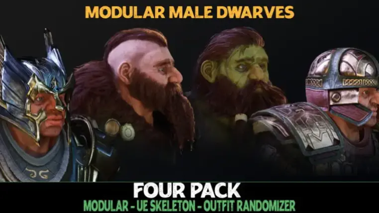 Four Pack - Male Dwarfs - Fantasy Dwarf Collection