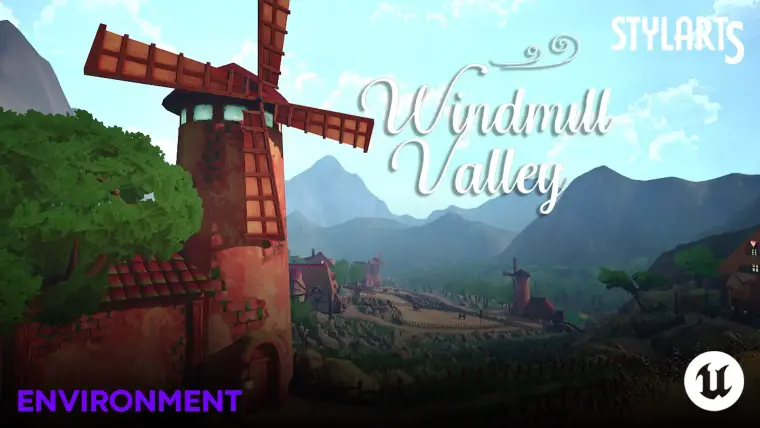 Stylized Windmill Valley (Stylizeds , Windmills , Mills , Valleys , Hills)