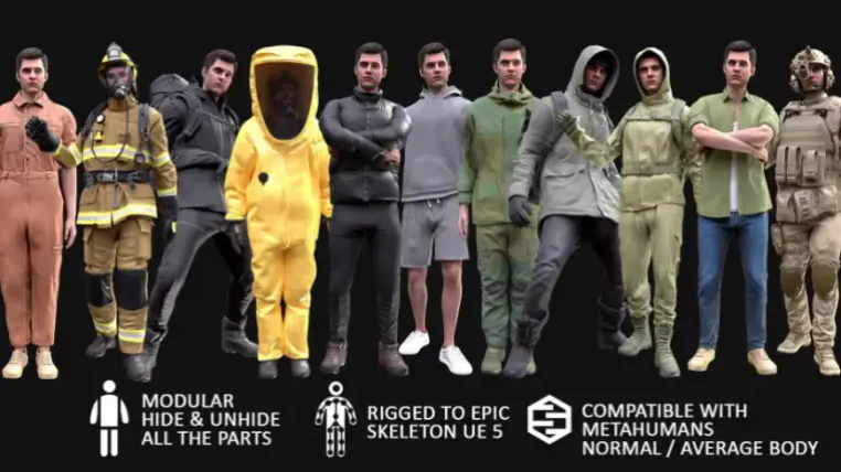 Clothing Collection - Male MH & UE5 Skeletons - Rigged Clothing Collection - Male MH & UE5 Skeletons - Rigged