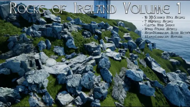 Rocks of Ireland - 3D Scanned, + Grass, Landscape Mat Rocks of Ireland - 3D Scanned, + Grass, Landscape Mat
