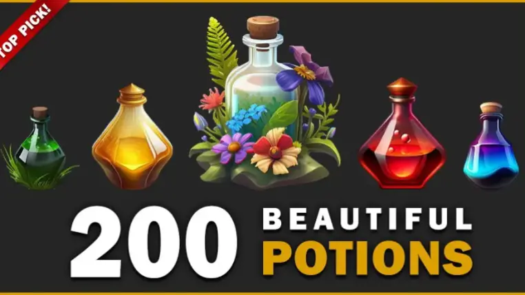 Pack of 200 potions game icons Pack of 200 potions game icons