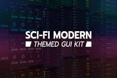 Scifi / Modern flat themed GUI / UI kit - 6 themes + PSD, AI sources